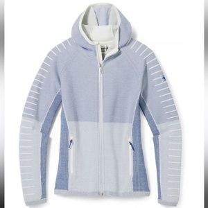 Smartwool Womens Intraknit Merino Fleece Full Zip Hoodie Color White/Blueberry